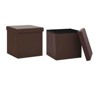 Tabourets de Rangement Pliables Lot de 2 Marron PVC | MDF et PVC,assise amovible,remplis de mousse,110 kg par siège,pliables,espace de rangement