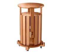Tabourets empilables en bois massif - FIANAO - Lot de 4 - Gain de place - Roulettes pivotantes verrouillables - Finition noyer