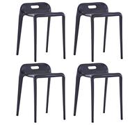 vidaXL Tabourets empilables lot de 4 plastique noir