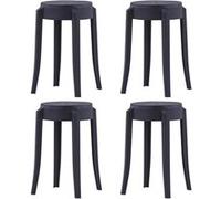 Tabourets empilables lot de 4 noir plastique