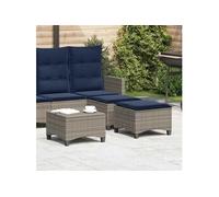 vidaXL Tabouret de jardin avec coussin 2 pcs. Gris 55x55x36 cm Poly rotin