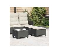 vidaXL Tabouret de jardin avec coussin 2 pcs. noir 55x55x36 cm Poly rotin