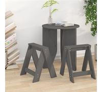 vidaXL Tabourets 2 pcs Gris 40x40x45 cm Bois massif de pin