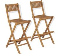 Tabourets pliables de bar d'extérieur lot de 2 bois teck solide