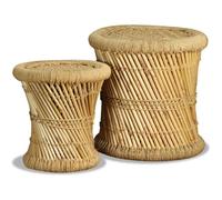 vidaXL Tabourets Lot de 2 Bambou et jute – Design naturel et rustique