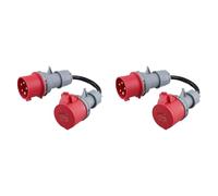Tacdas Lot de 2 adaptateurs CEE rouges 5 broches 32 A mâle vers 16 A femelle, chargeur Gen Ev, câble d'extension mâle, prise 400 V