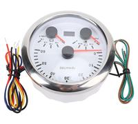 Tachymètre 3 en 1, 85 mm, CC 9 à 32 V, 6 000 tr/min, voltmètre 8 à 16 V, indicateur de niveau de carburant E 1/4, 1/2, 3/4 F, rétroéclairage 7 couleurs, pour voiture, bateau, camion, cadran blanc, lun