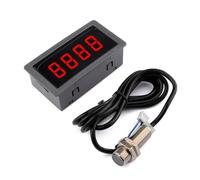 Tachymètre numérique LED à 4 chiffres, jauge de vitesse de moteur 10-9999 tr/min avec capteur Hall, kit de tachymètre intégré 8-24 V DC(Rot)