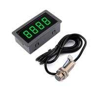 Tachymètre numérique LED à 4 chiffres, jauge de vitesse de moteur 10-9999 tr/min avec capteur Hall, kit de tachymètre intégré 8-24 V DC(Groen)