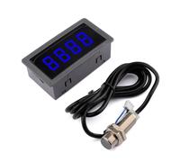 Tachymètre numérique LED à 4 chiffres, jauge de vitesse de moteur 10-9999 tr/min avec capteur Hall, kit de tachymètre intégré 8-24 V DC(Blauw)