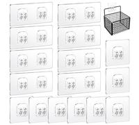 Tachypno 16 Pièces Adhésifs de Rechange, Crochets Adhesifs Muraux | 2 Tailles Crochet Adhésif de Rechange Solides avec Grattoir, Transparent Crochet Adhésif, pour Salle de Bain, Cuisine