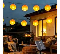 Tacobey Guirlande Solaire Extérieur avec 10 effet flamme Lanterne, 5m Guirlande Lumineuse Solaire étanche pour Jardin, Cour, Mariage, Fête, Balcon décoration