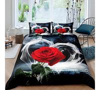 TACOKI Housse de Couette 200x200 Amour Rose Style Romantique Parure de Lit Couple 2 Personnes Microfibre Douce et Confortable Impression 3D avec 2 Taie d'oreiller avec Fermeture éclair