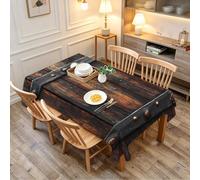 TACOKI Nappe de Table Carrée 120x120 cm, Motif Planche 3D, Design en Bois Polyester Imperméable et Anti-Taches, Lavable en Machine, pour Salle à Manger Jardin Fête 2982A