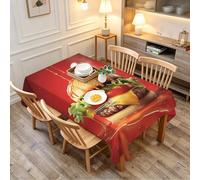 TACOKI Nappe de Table Carrée 150x150 cm, Motif Hamburger 3D, Design Bifteck Polyester Imperméable et Anti-Taches, Lavable en Machine, pour Salle à Manger Jardin Fête 2844A
