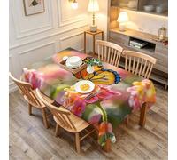 TACOKI Nappe de Table Carrée 150x150 cm, Motif Papillon 3D, Design Fleurs de Printemps Polyester Imperméable et Anti-Taches, Lavable en Machine, pour Salle à Manger Jardin Fête 2734A