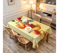 TACOKI Nappe de Table Carrée 150x150 cm, Nappe Pêche 3D, Design Fruit Polyester Imperméable et Anti-Taches, Lavable en Machine, pour Salle à Manger Jardin Fête 2382A