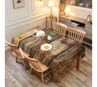 TACOKI Nappe de Table Carrée 180x180 cm, Motif en Bois 3D, Design Planche Polyester Imperméable et Anti-Taches, Lavable en Machine, pour Salle à Manger Jardin Fête 2836A
