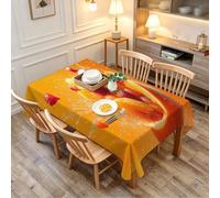 TACOKI Nappe de Table Rectangulaire 160x200 cm, Motif Orange 3D, Design Fraise Polyester Imperméable et Anti-Taches, Lavable en Machine, pour Salle à Manger Jardin Fête 2065A