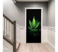 TACOKI Sticker Porte Feuilles de Cannabis, Stickers Porte Trompe L'oeil Mauvaises Herbes Autocollant Poster Auto-Adhésif Art Décor Pour Chambre Salon Salle de Bain Papier Peint 90x210 cm 5433n