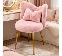 TactFire Chaise Coiffeuse, Fauteuil Salon, Fauteuil Chambre Rose | avec Coussin Dossier en Forme de Papillon, Pieds en Métal Tissu Imitation Lapin
