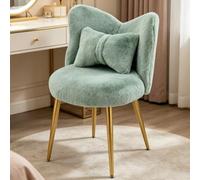 TactFire Fauteuil Salon, Chaise Coiffeuse, Fauteuil Chambre Vert | avec Coussin Dossier en Forme de Papillon , Pieds en Métal Tissu Imitation Lapin