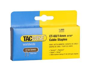 Tacwise 1201 Boîte de 1000 Agrafes galvanisées pour câble ct60/14 mm