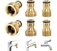 Tadpolez 6 Pièces Nez de Robinet Universel | Raccord Robinet Tuyau Arrosage 1/2 et 3/4 2-en-1 + Adaptateur M22/M24, Embout Arrosage en Laiton Antirouille