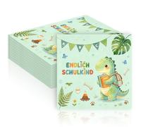 Taechalingo Lot de 40 serviettes de table pour anniversaire d'enfant, 33 x 33 cm, motif dinosaure, vert