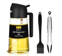 Taerxun Pulvérisateur d'huile pour la cuisson dans la cuisine, spray d'huile et versement, 2 en 1, en verre, 470 ml, convient pour friteuse à air chaud, pâtisserie, barbecue, etc. Noir