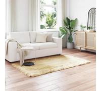 TAFALLA Tapis en peau de mouton synthétique Crème 140 x 200 cm Polyester | Polyester doux, design moderne, chaud et confortable, facile d'entretien, lavage à la main, uniquement pour l'intérieur
