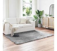 TAFALLA Tapis en peau de mouton synthétique Gris 140 x 200 cm Polyester | Housse en polyester doux, lavage à la main, design moderne, décoration de salon, rayonnement chaleureux