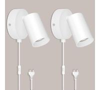 TaFiCo 2PCS Applique Murale Intérieure avec Prise et interrupteur - 7W Blanc GU10 Lampe de Chevet Murale Moderne Tourner 350° - Lampe Murale pour Chambre Salon Couloir - Sans Ampoules