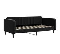 Tagesbett Canapé-lit pliable 2 en 1 en velours noir avec structure en bois massif et métal, rembourrage en mousse, avec sommier à lattes, idéal pour les invités ou les petits espaces 100 x 200 cm