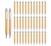 Tagtight Lot de 100 Bambou stylos à bille rétractables en bambou, Stylos à Bille Pour employés, collègues, bureau et école, Ballpoint Pens Gravable Personnalisé - Cadeaux d'adieu - Encre noire