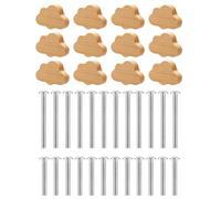 Tagtight Lot de 12 boutons de meuble en forme de nuage - En bois - Pour commode, chambre d'enfant, armoires en bois - Pour armoires et meubles