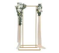 Tagtuell Arche de mariage en métal, arche de ballon carrée, fleur dorée, décoration de fond dorée, arche de mariage pour fêtes, décoration, pinces de fond