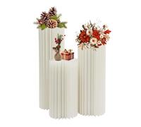 Tagtuell Lot de 3 supports de fleurs pliables - Colonnes décoratives en papier - Support rond - Pour mariage, fiançailles, anniversaire (60/80/100 cm)