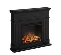 TAGU Larsen Cheminée électrique avec PowerFlame, Chauffage et Thermostat, minuterie 7 Jours, Effet Flamme LED, télécommande (Noir Profond)