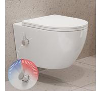 Taharet wc douche de toilette avec buse intégrée, siège suspendu sans bord, fonction bidet, douche avec robinet