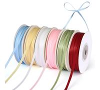 Tahbarshi Ruban Satin 270m, 6 Pièces Rubans pour Couture 3 mm x 45 m Rubans Couleur Ruban Cadeau pour Bricolage, Gâteux, Décoration de Bouquets, Mariage, Fête des Mères, Anniversaire