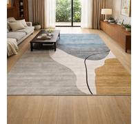 Taidianolp Tapis Salon Décoration,Abstrait Moderne Bleu, Gris, Blanc, Couleurs Neutres, Noir, 200 x 300 cm,Grand Tapis pour Décoratif Salle de séjour Chambre, Canapé Lit Sofa