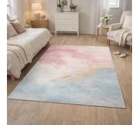 Taidianolp Tapis Salon Décoration,Abstrait Rose, Jaune, Bleu, Blanc, 90 x 150 cm,Tapis Poil Ras Doux pour Chambre, Cuisine Buanderie Balcon