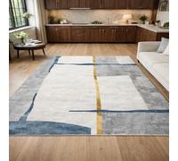 Taidianolp Tapis Salon Décoration,Art Décoratifs Abstrait géométrique Moderne Blanc, Gris, Bleu, Jaune, 200 x 300 cm,Grand Tapis pour Décoratif Salle de séjour Chambre, Canapé Lit Sofa