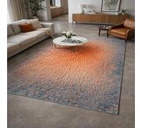 Taidianolp Tapis Salon Décoration,Art Décoratifs Abstrait géométrique Moderne Orange Bleu Gris, 180 x 270 cm,Tapis Doux Poils Courts Lavable, Dessous antidérapant,