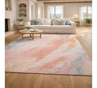 Taidianolp Tapis Salon Décoration,Art Décoratifs Abstrait Moderne Rose, Rouge Clair, Jaune, Bleu, Blanc, 90 x 150 cm,Tapis Poil Ras Doux pour Chambre, Cuisine Buanderie Balcon