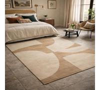 Taidianolp Tapis Salon Décoration,Beige géométrique Moderne, Couleurs Neutres, 200 x 300 cm,Grand Tapis pour Décoratif Salle de séjour Chambre, Canapé Lit Sofa