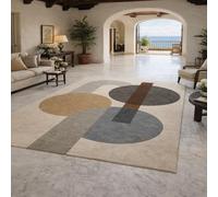 Taidianolp Tapis Salon Décoration,Beige géométrique Moderne, Couleurs Neutres, Gris, Marron, 200 x 300 cm,Grand Tapis pour Décoratif Salle de séjour Chambre, Canapé Lit Sofa