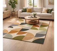 Taidianolp Tapis Salon Décoration,Géométrique rétro Vert, Gris, Beige, Marron, Noir, 180 x 270 cm,Tapis Doux Poils Courts Lavable, Dessous antidérapant,