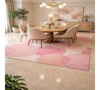Taidianolp Tapis Salon Décoration,Moderne, géométrique, Abstrait, Rose Clair, Rouge Beige, 180 x 260 cm,Grand Tapis Chambre Moderne à Poils Ras Moquette,Lavable en Machine